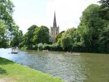 Holy Trinity Church viewed from the River Avon at Stratford-Upon-Avon, Warwickshire, England.