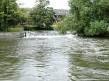 Lucys Mill Weir on the River Avon at Stratford-Upon-Avon, Warwickshire, England.